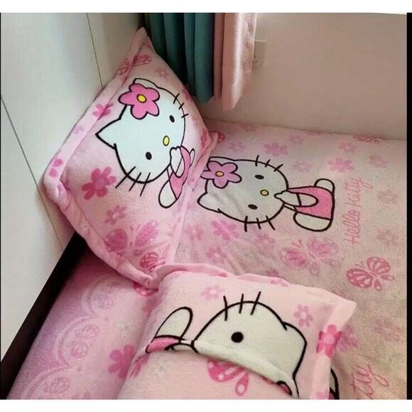 🔥Sanrio Hello Kitty Pink Plush Fleece 30”x20” Pillow Case Easter Gift BNWT🔥 - Picture 7 of 8